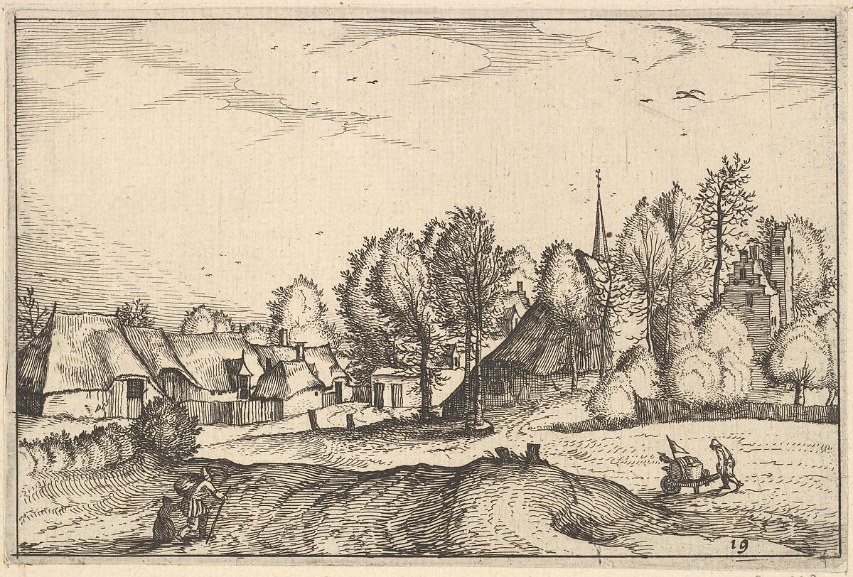 Road into a Village, plate 19 from "Regiunculae et Villae Aliquot Ducatus Brabantiae", Claes Jansz. Visscher (Dutch, Amsterdam 1586–1652 Amsterdam), Etching 