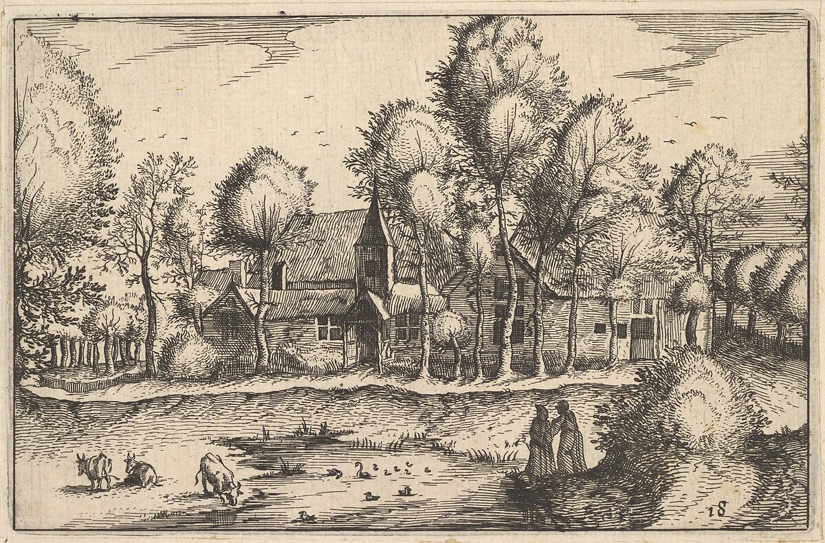 A Pond, plate 18 from "Regiunculae et Villae Aliquot Ducatus Brabantiae", Claes Jansz. Visscher (Dutch, Amsterdam 1586–1652 Amsterdam), Etching 