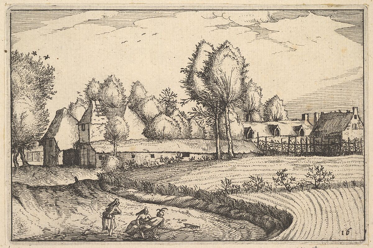 Road along a Field, plate 16 from "Regiunculae et Villae Aliquot Ducatus Brabantiae", Claes Jansz. Visscher (Dutch, Amsterdam 1586–1652 Amsterdam), Etching 