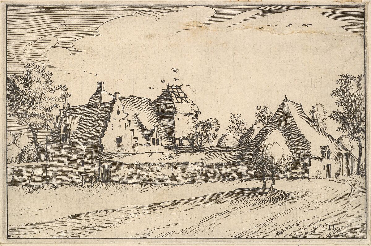 Walled Farm, plate 11 from "Regiunculae et Villae Aliquot Ducatus Brabantiae", Claes Jansz. Visscher (Dutch, Amsterdam 1586–1652 Amsterdam), Etching 