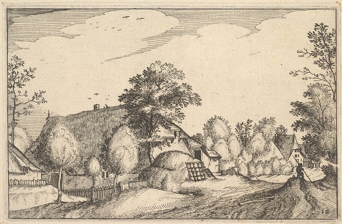 Village Road, plate 12 from "Regiunculae et Villae Aliquot Ducatus Brabantiae", Claes Jansz. Visscher (Dutch, Amsterdam 1586–1652 Amsterdam), Etching 