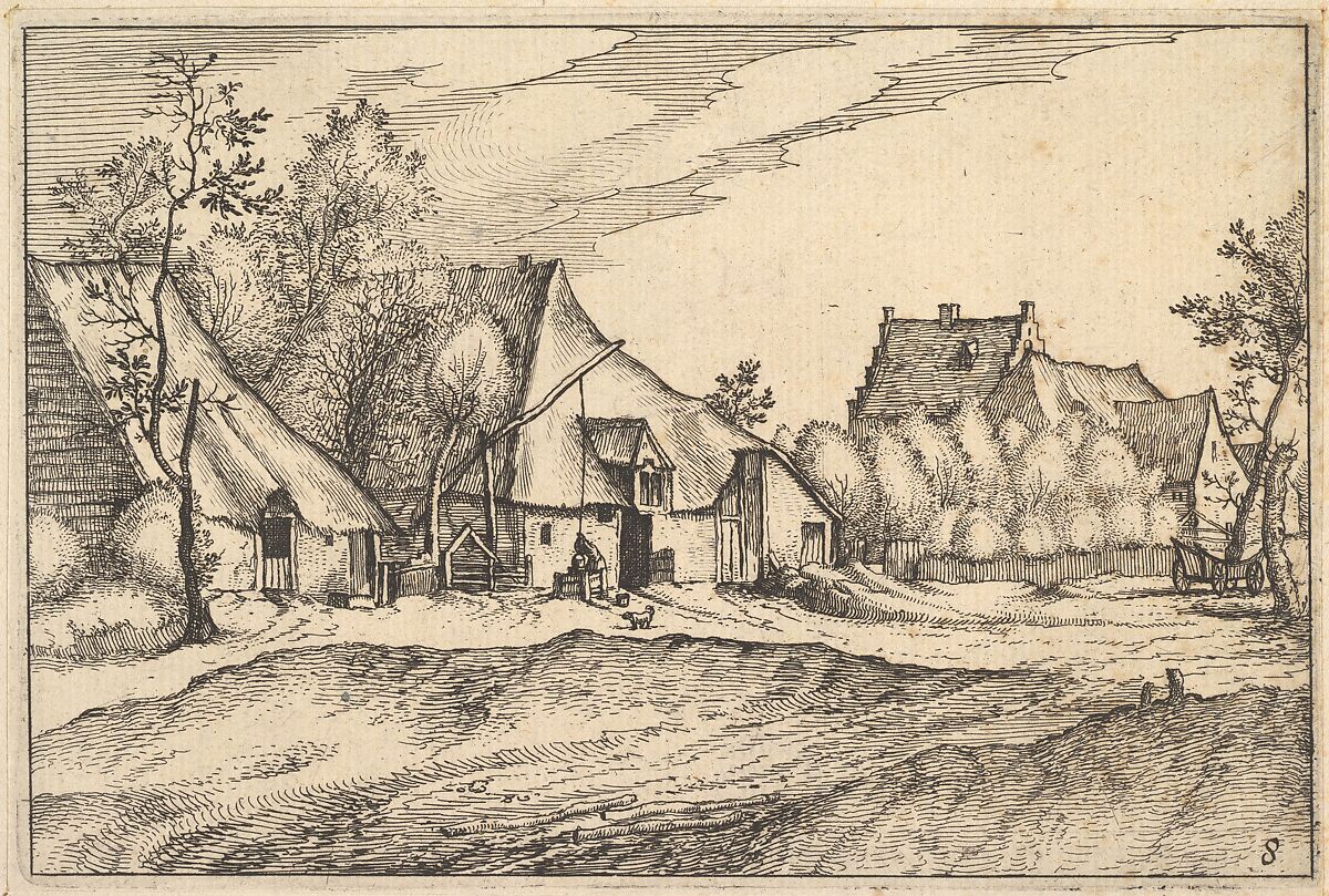 Farms in a Village, from "Regiunculae et Villae Aliquot Ducatus Brabantiae", Claes Jansz. Visscher (Dutch, Amsterdam 1586–1652 Amsterdam), Etching 