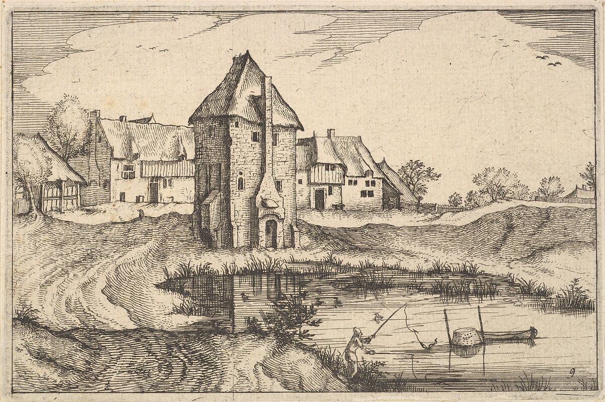 The Pond, plate 9  from "Regiunculae et Villae Aliquot Ducatus Brabantiae", Claes Jansz. Visscher (Dutch, Amsterdam 1586–1652 Amsterdam), Etching 