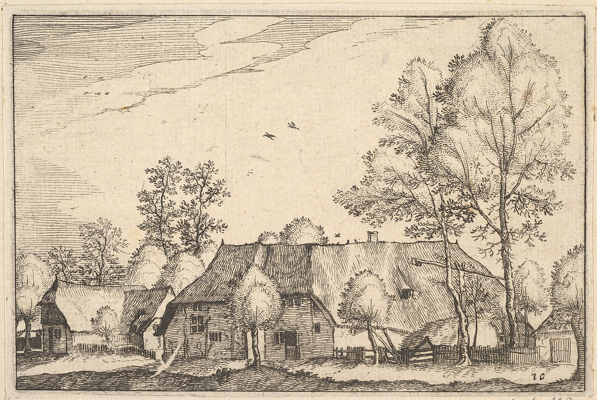 Large Farm, plate 10 from "Regiunculae et Villae Aliquot Ducatus Brabantiae", Claes Jansz. Visscher (Dutch, Amsterdam 1586–1652 Amsterdam), Etching 