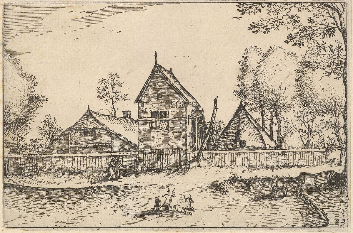 Large Walled Farm, plate 23 from "Regiunculae et Villae Aliquot Ducatus Brabantiae", Claes Jansz. Visscher (Dutch, Amsterdam 1586–1652 Amsterdam), Etching 