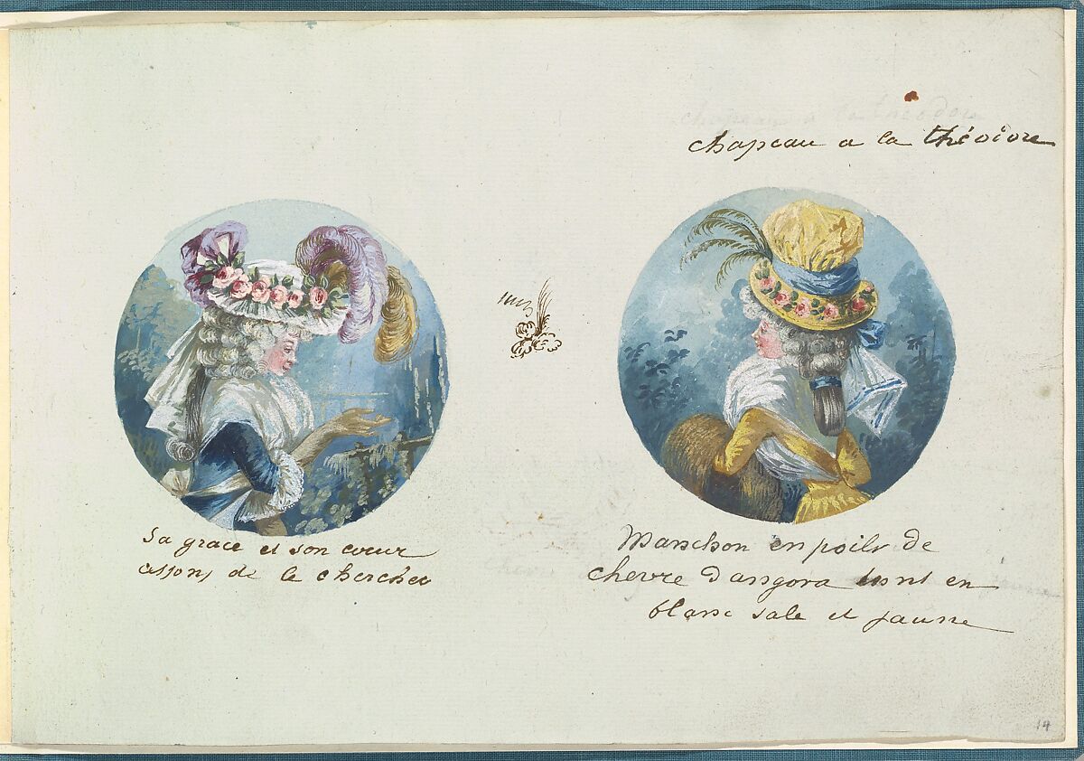 Two Costume Designs or Portrait Types, Anonymous, French, 18th century, Pen and black ink, graphite, gouache 