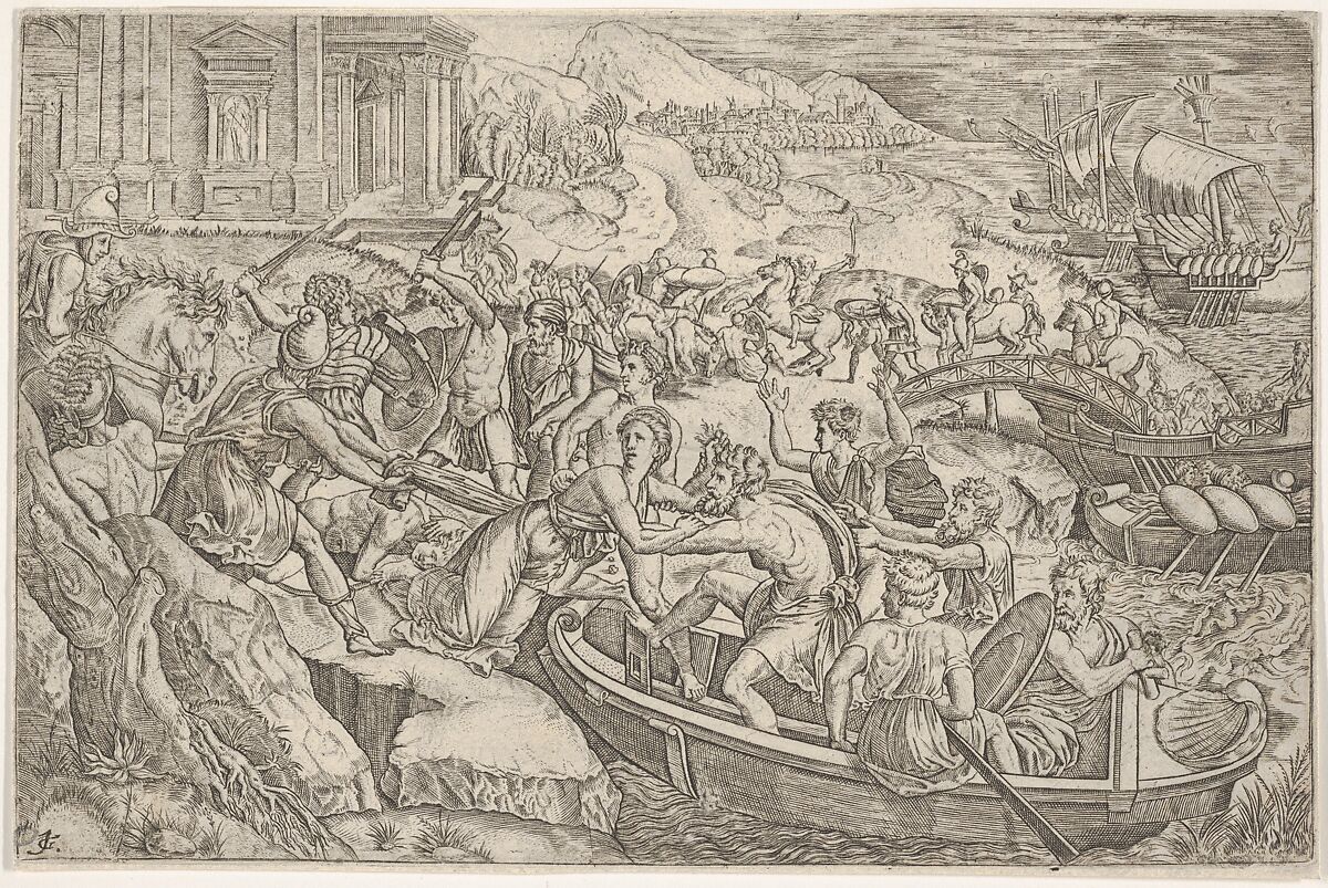 Abduction of Helen, Anonymous, French, 16th century, Engraving 