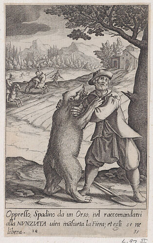 Spadino and the Bear, from Scelta d'Alcuni Miracoli e Grazie della Santissima Nunziata di Firenze (Selection of Some Miracles and Graces that Occurred in the Church of the Annunziata in Florence)