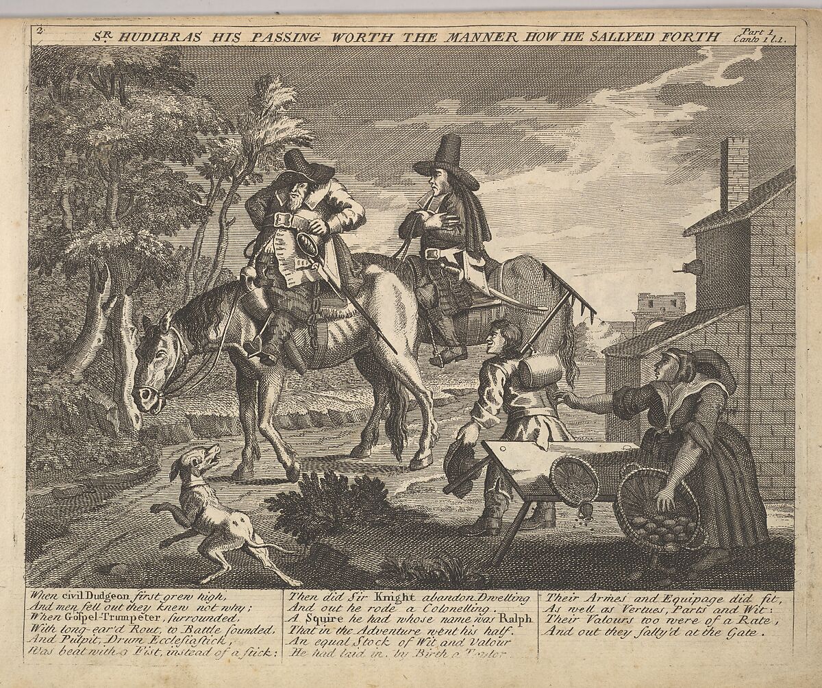 Sir Hudibras His Passing Worth the Manner How He Sallyed Forth (Plate 2: Illustrations to Samuel Butler's Hudibras), After William Hogarth (British, London 1697–1764 London), Etching and engraving 