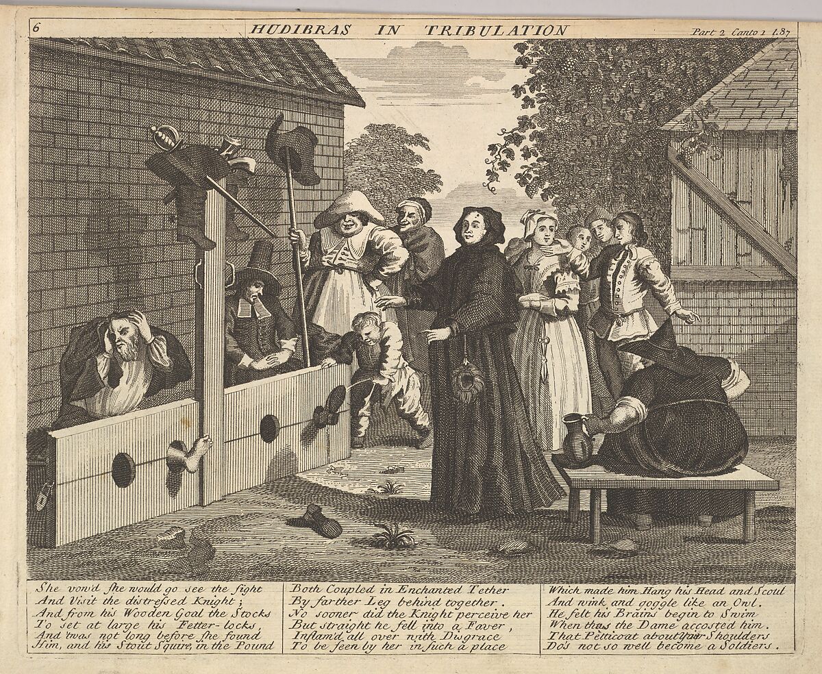 Hudibras in Tribulation (Plate 6: Illustrations to Samuel Butler's Hudibras), After William Hogarth (British, London 1697–1764 London), Etching and engraving 