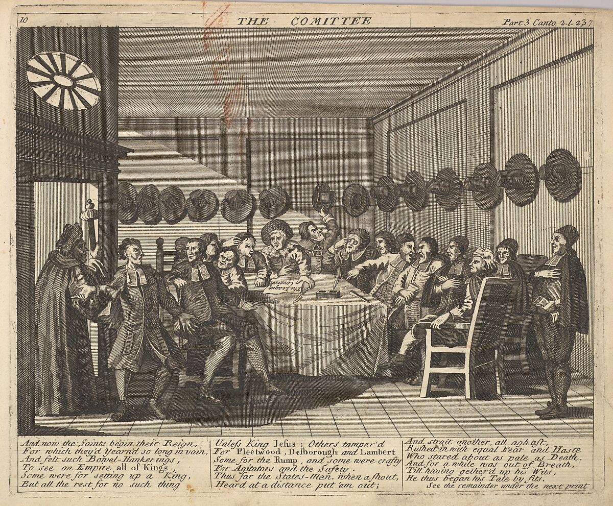 The Committee (Plate 10: Illustrations to Samuel Butler's Hudibras), After William Hogarth (British, London 1697–1764 London), Etching and engraving 