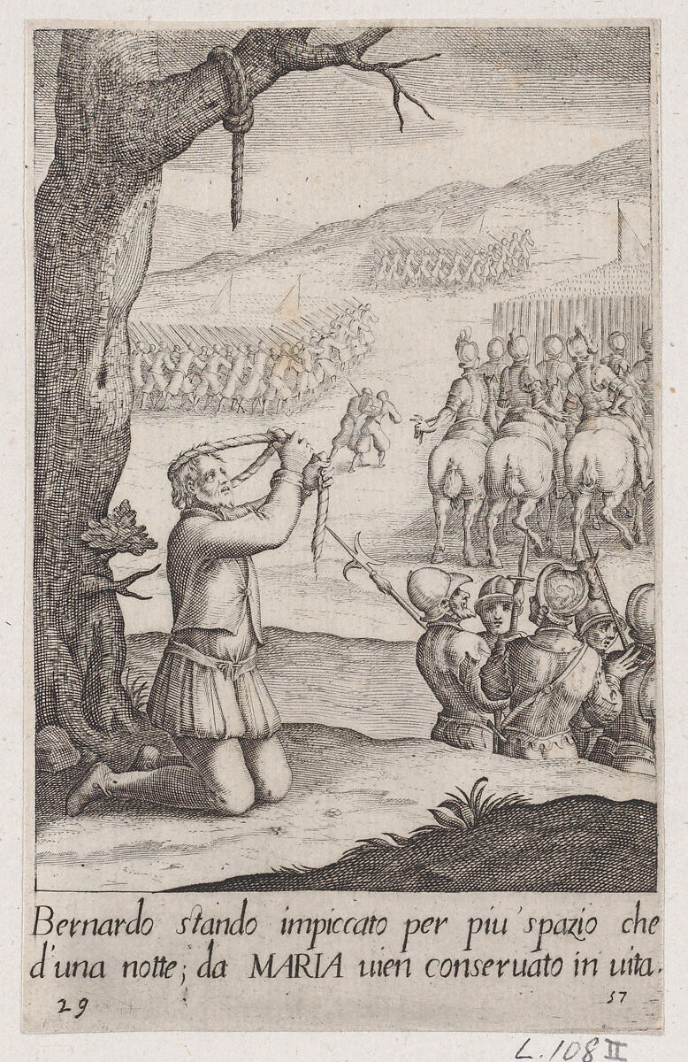 Bernardo, from Scelta d'Alcuni Miracoli e Grazie della Santissima Nunziata di Firenze (Selection of Some Miracles and Graces that Occurred in the Church of the Annunziata in Florence), Jacques Callot (French, Nancy 1592–1635 Nancy), Engraving; second state of two (Lieure) 