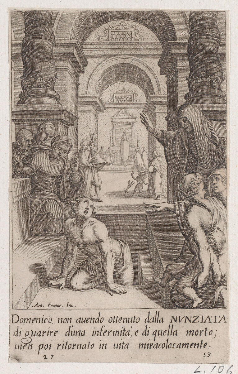 Domenico, from Scelta d'Alcuni Miracoli e Grazie della Santissima Nunziata di Firenze (Selection of Some Miracles and Graces that Occurred in the Church of the Annunziata in Florence), Jacques Callot (French, Nancy 1592–1635 Nancy), Engraving; second state of two (Lieure) 