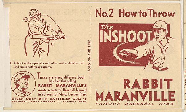 No. 2, How to Throw the Inshoot, National Chicle Gum Company, Cambridge, Massachusetts, Commercial Lithograph 