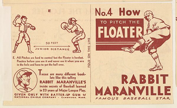 No. 4, How to Pitch the Floater, National Chicle Gum Company, Cambridge, Massachusetts, Commercial Lithograph 