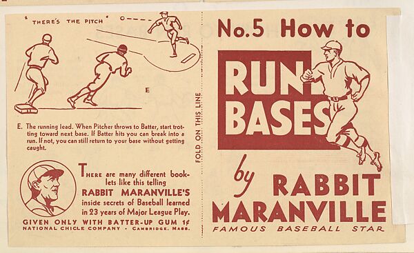 No. 5, How to Run Bases, National Chicle Gum Company, Cambridge, Massachusetts, Commercial Lithograph 