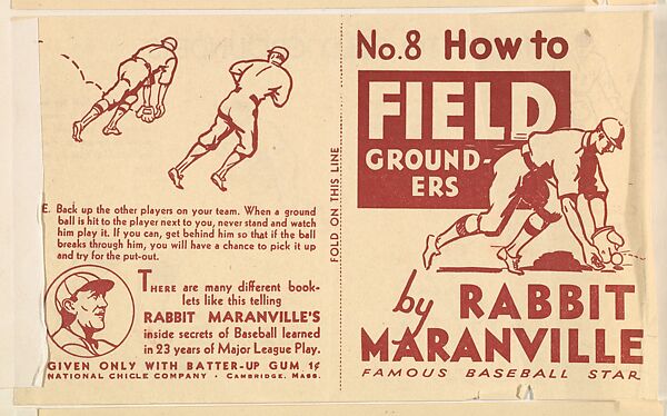 No. 8, How to Field Grounders, National Chicle Gum Company, Cambridge, Massachusetts, Commercial Lithograph 