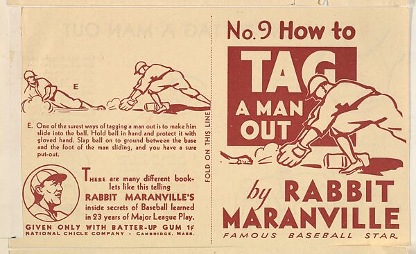 No. 9, How to Tag a Man Out, National Chicle Gum Company, Cambridge, Massachusetts, Commercial Lithograph 