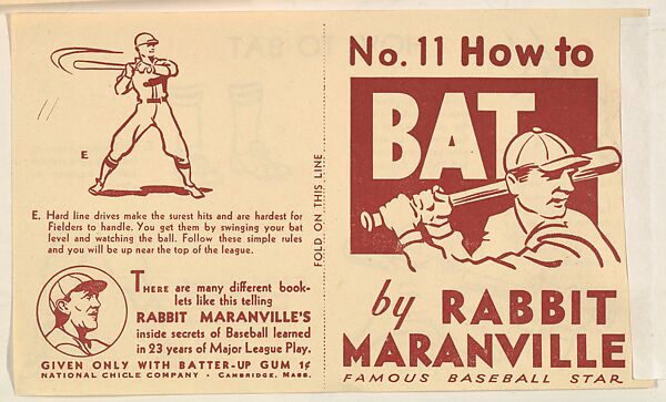 No. 11, How to Bat, National Chicle Gum Company, Cambridge, Massachusetts, Commercial Lithograph 