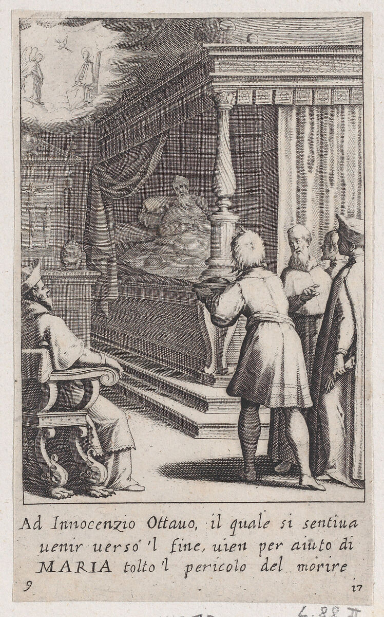 Innocent VII, from Scelta d'Alcuni Miracoli e Grazie della Santissima Nunziata di Firenze (Selection of Some Miracles and Graces that Occurred in the Church of the Annunziata in Florence), Jacques Callot (French, Nancy 1592–1635 Nancy), Engraving; second state of two (Lieure)
