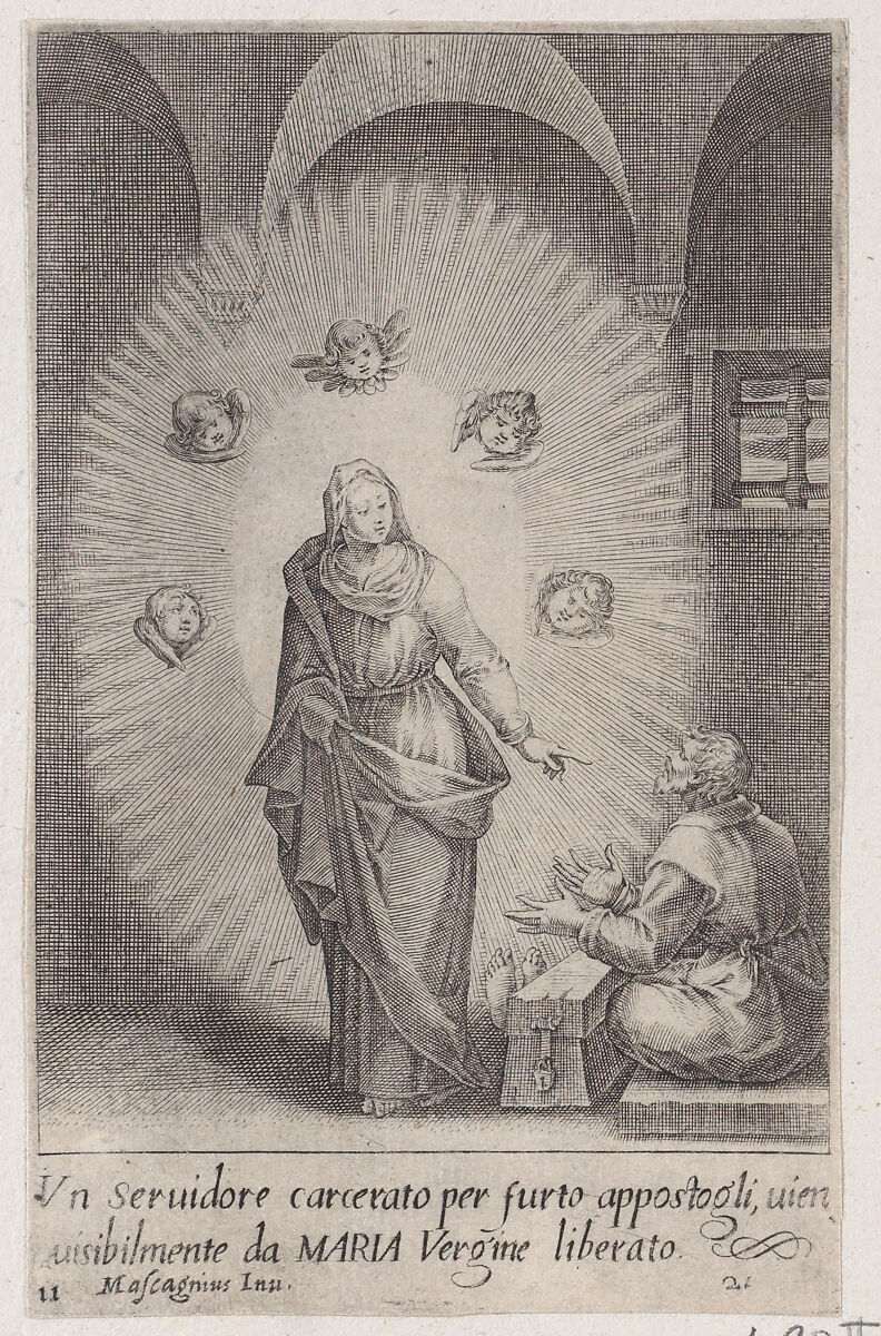 The Servant Set Free, from Scelta d'Alcuni Miracoli e Grazie della Santissima Nunziata di Firenze (Selection of Some Miracles and Graces that Occurred in the Church of the Annunziata in Florence), Jacques Callot (French, Nancy 1592–1635 Nancy), Engraving; second state of two (Lieure) 