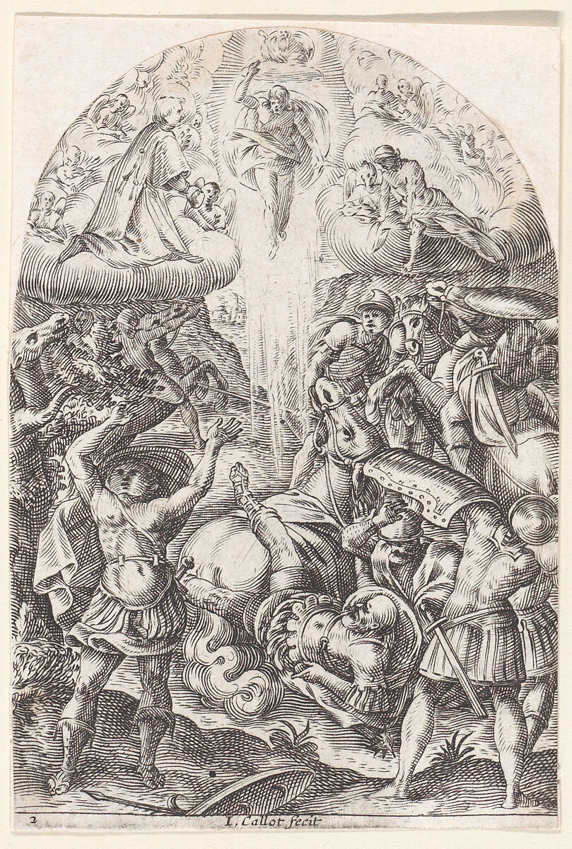 The Conversion of St. Paul, plate 2 from "Les Tableaux de Rome, Les Eglises Jubilaires" (The Paintings of Rome, The Churches Jubilee), Jacques Callot (French, Nancy 1592–1635 Nancy), Engraving; second state of three (Lieure) 