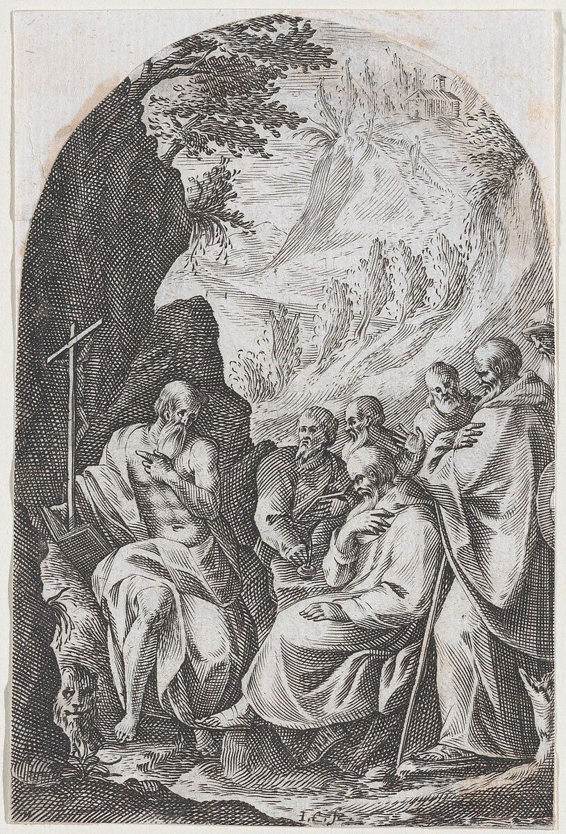 St. Jerome Instructing his Disciples in the Desert, plate 11 from "Les Tableaux de Rome, Les Eglises Jubilaires" (The Paintings of Rome, The Churches Jubilee), Jacques Callot (French, Nancy 1592–1635 Nancy), Engraving; second state of three (Lieure) 