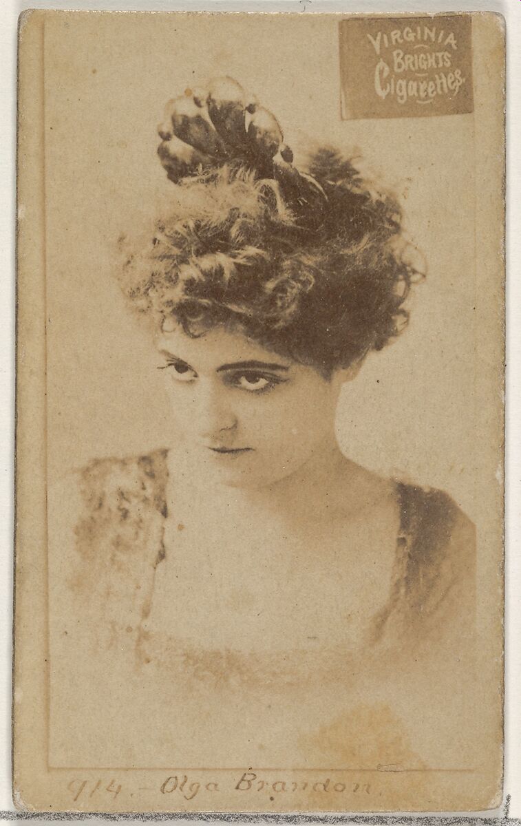 Card 914, Olga Brandon, from the Actors and Actresses series (N45, Type 2) for Virginia Brights Cigarettes, Issued by Allen &amp; Ginter (American, Richmond, Virginia), Albumen photograph 