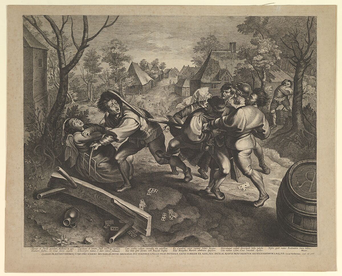 Peasants Fighting over a Game of Cards, Lucas Vorsterman I (Flemish, Zaltbommel 1595–1675 Antwerp), Etching and engraving 