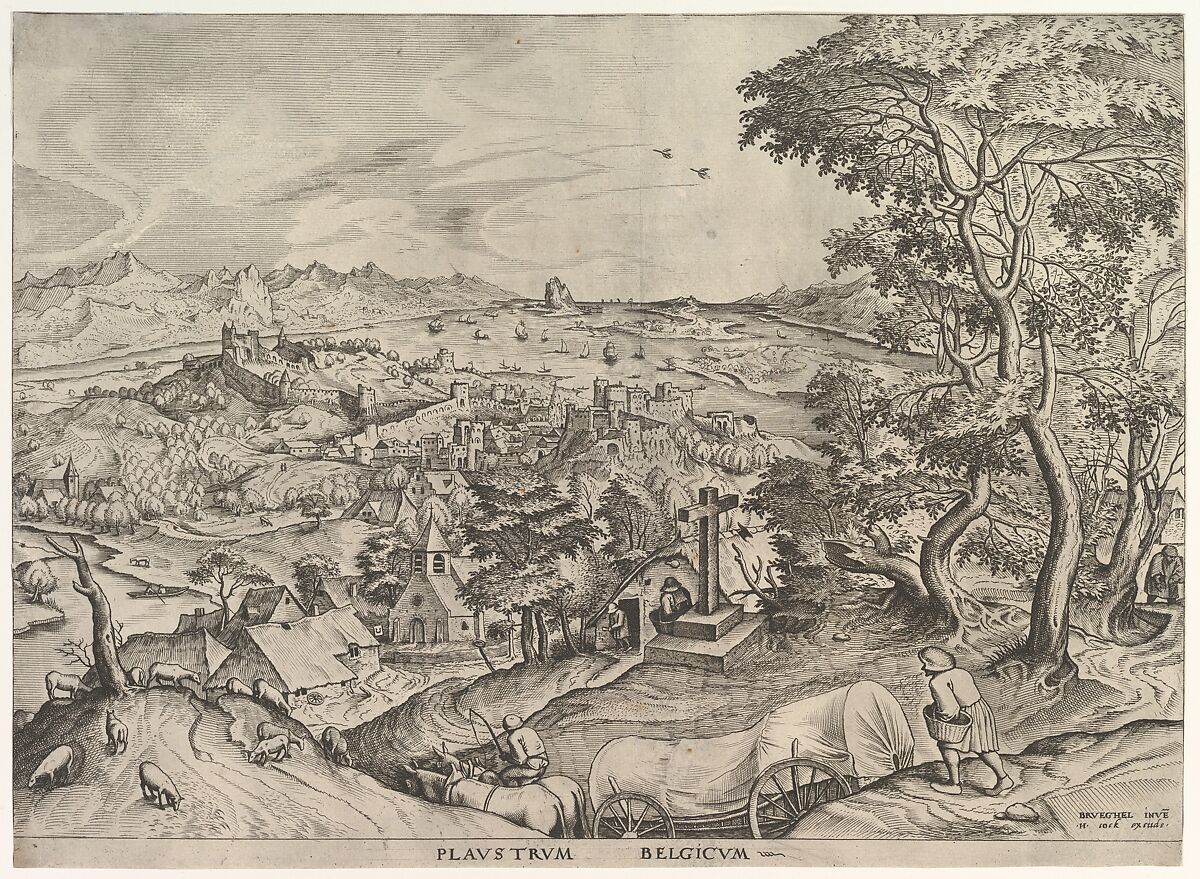 The Belgian Wagon (Plaustrum Belgicum) from The Large Landscapes, Johannes van Doetecum I (Netherlandish, 1528/32–1605), Etching and engraving; second state of two 