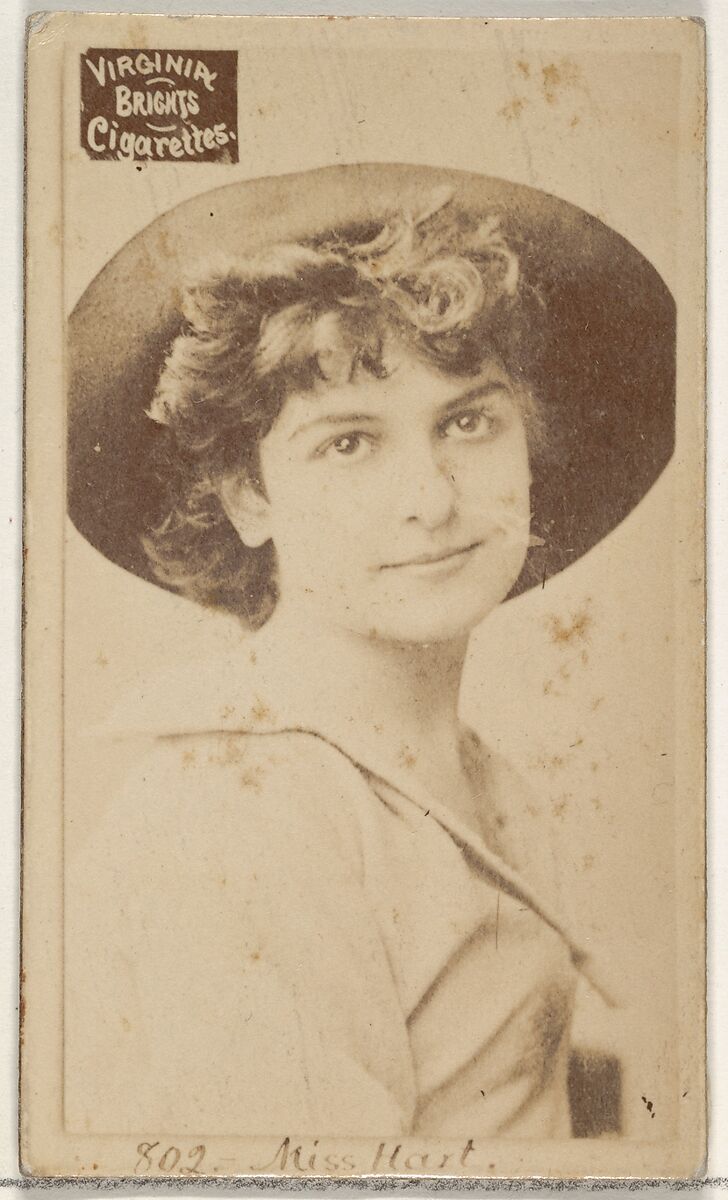 Card 802, Miss Hart, from the Actors and Actresses series (N45, Type 2) for Virginia Brights Cigarettes, Issued by Allen &amp; Ginter (American, Richmond, Virginia), Albumen photograph 