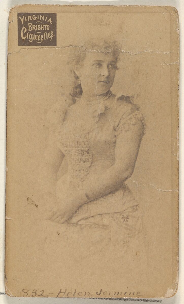 Card 832, Helen Jermine, from the Actors and Actresses series (N45, Type 2) for Virginia Brights Cigarettes, Issued by Allen &amp; Ginter (American, Richmond, Virginia), Albumen photograph 