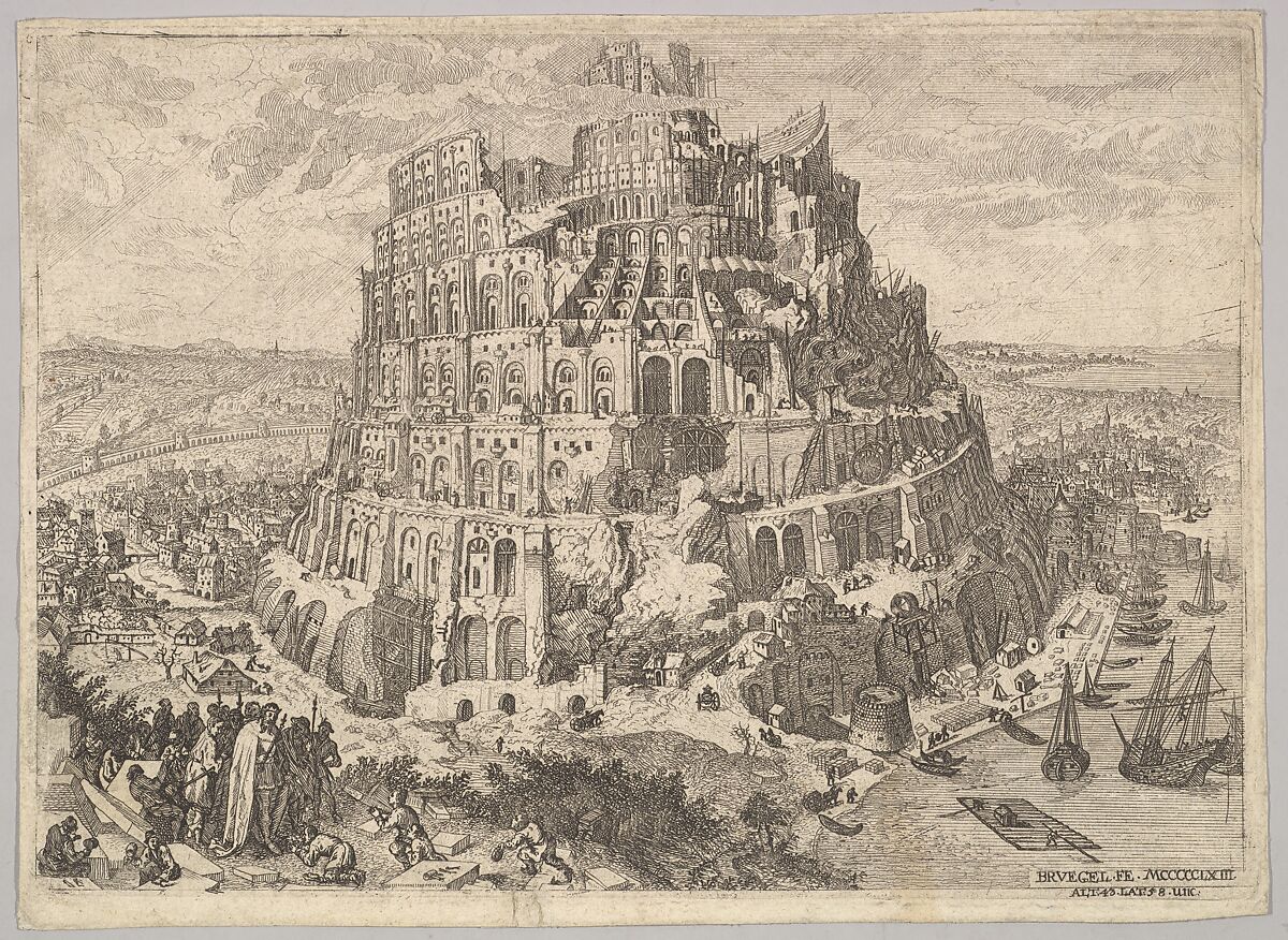 The Tower of Babel, Anton Joseph von Prenner (Austrian, Wallerstein 1683–1761 Vienna), Etching 