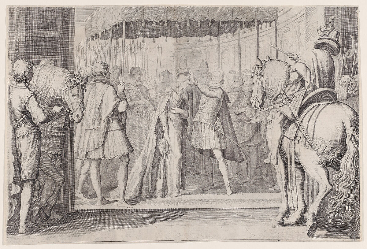 Copy of Couronnement de Christine de Lorraine, la Grande Duchesse (Coronation of the Grand Duchess, Christine de Lorraine), from "La Vie de Ferdinand Ier de Médicis série appelée aussi Les Batailles des Médicis" (The Life of Ferdinand I de'Medici also called The Medici Battles), After Jacques Callot (French, Nancy 1592–1635 Nancy), Engraving 