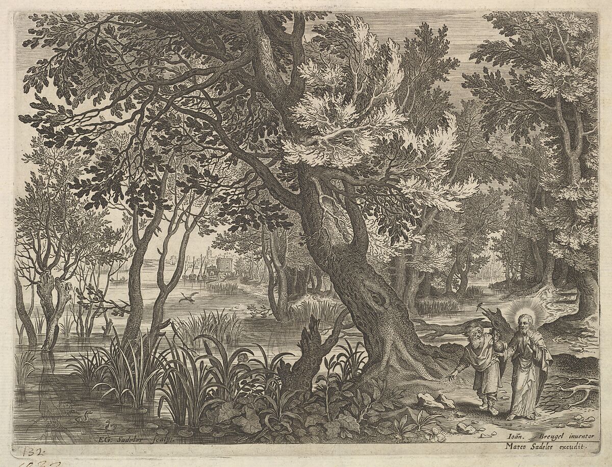 River View with Christ Tempted by the Devil, Aegidius Sadeler II (Netherlandish, Antwerp 1568–1629 Prague), Engraving 