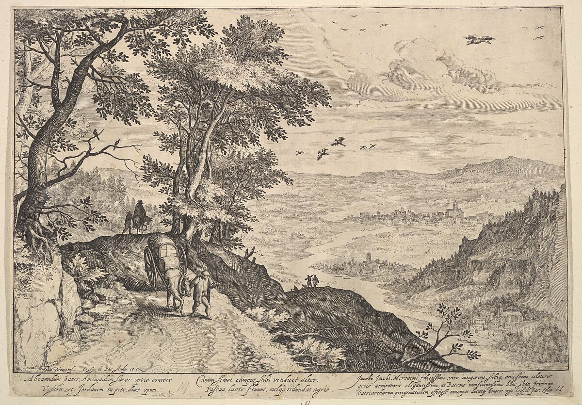 Path over a Valley, Crispijn de Passe the Elder (Netherlandish, Arnemuiden 1564–1637 Utrecht), Engraving 