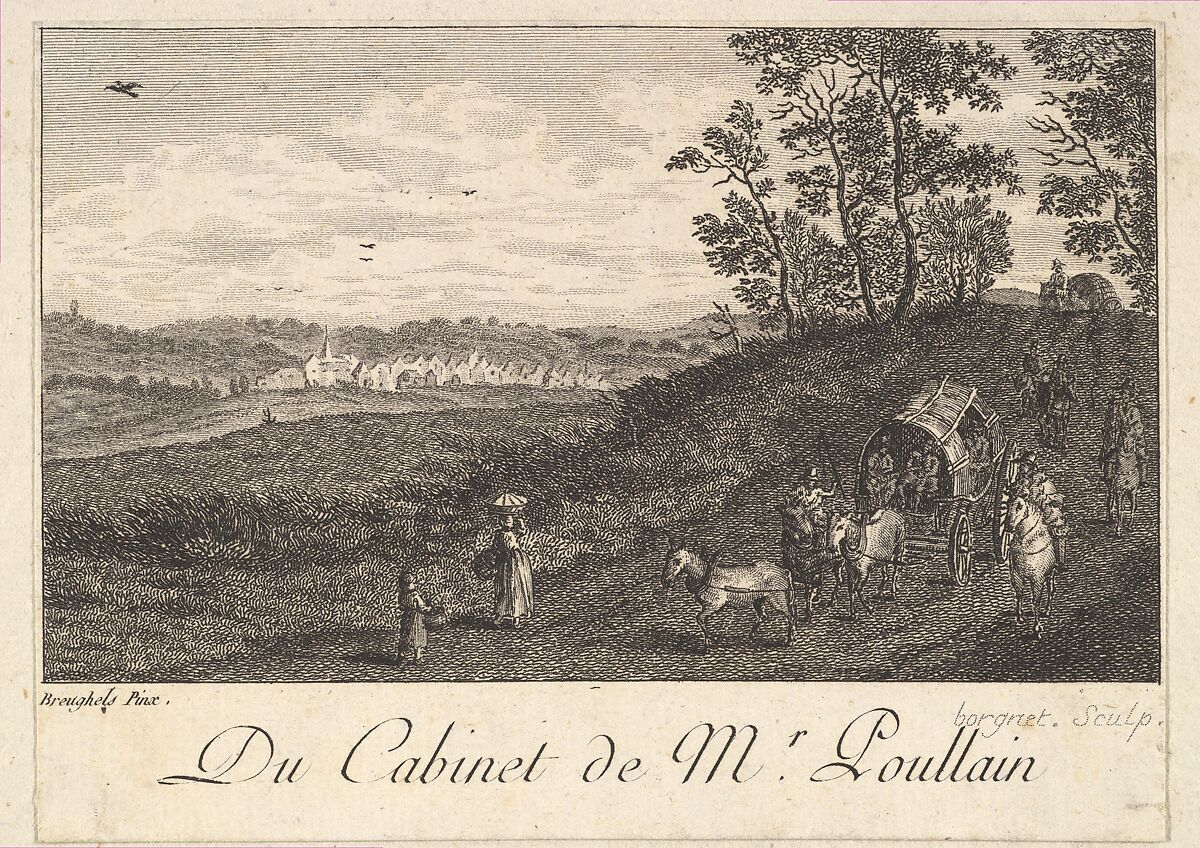 Landscape with Cart after the painting in the cabinet of Mr. Poullain, J. F. Borgnet (French,  active ca. 1780–1790), Etching and engraving 