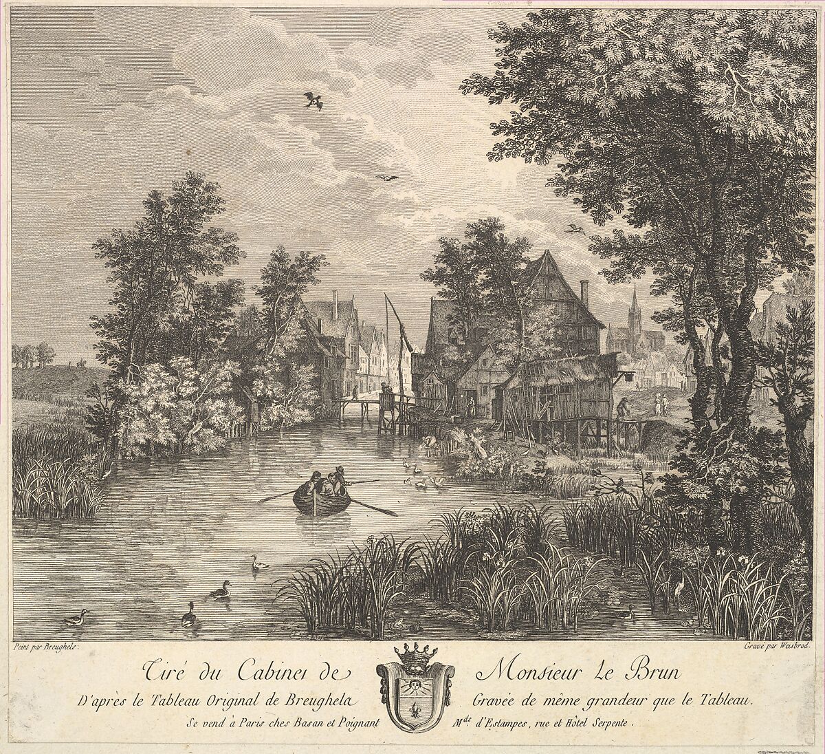 River Landscape after the painting in the cabinet of Mr. Poullain, J. F. Borgnet (French,  active ca. 1780–1790), Etching and engraving 