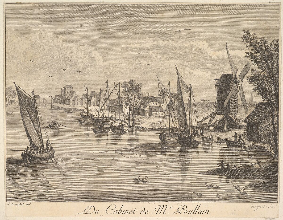 River landscape after a painting in the cabinet of Mr. Le Brun, Carl Wilhelm Weisbrod (German, Ludwigsburg 1713–1806 Verden), Etching and engraving 