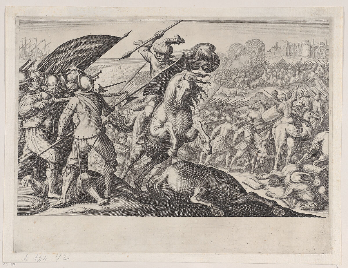 Défaite de la Cavalerie Turque (Defeat of the Turkish Cavalry), from "La Vie de Ferdinand Ier de Médicis série appelée aussi Les Batailles des Médicis" (The Life of Ferdinand I de'Medici also called The Medici Battles), Jacques Callot (French, Nancy 1592–1635 Nancy), Engraving; first state of two (Lieure) 