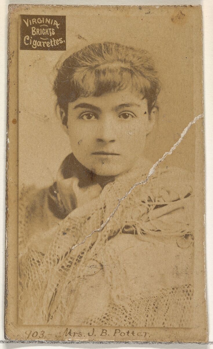 Card 903, Mrs. J.B. Potter, from the Actors and Actresses series (N45, Type 2) for Virginia Brights Cigarettes, Issued by Allen &amp; Ginter (American, Richmond, Virginia), Albumen photograph 