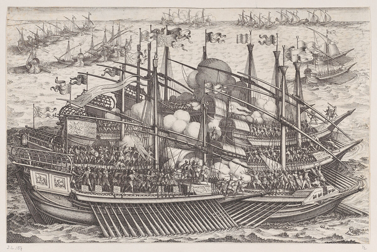 1er Combat Naval (First Naval Battle), from "La Vie de Ferdinand Ier de Médicis série appelée aussi Les Batailles des Médicis" (The Life of Ferdinand I de'Medici also called The Medici Battles), Jacques Callot (French, Nancy 1592–1635 Nancy), Engraving; first state of two (Lieure) 