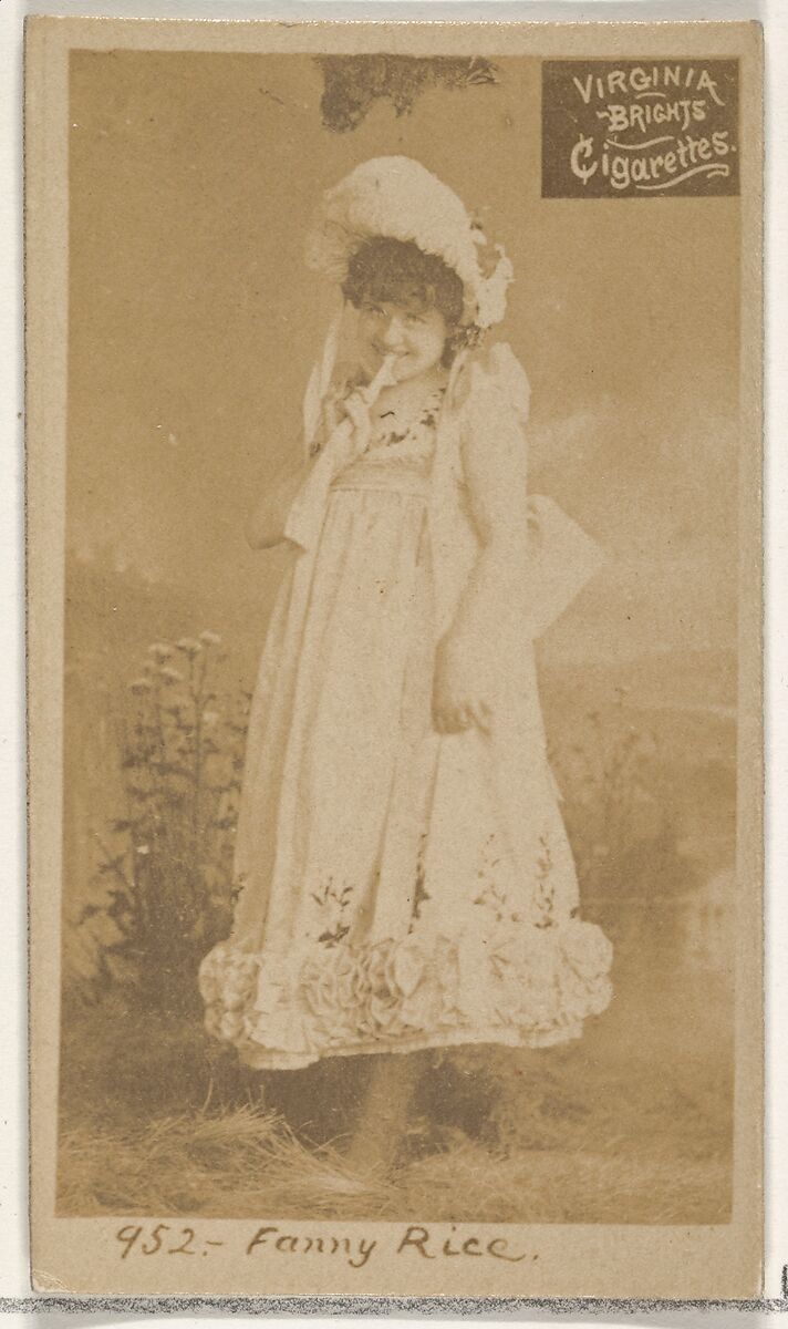 Card 952, Fanny Rice, from the Actors and Actresses series (N45, Type 2) for Virginia Brights Cigarettes, Issued by Allen &amp; Ginter (American, Richmond, Virginia), Albumen photograph 