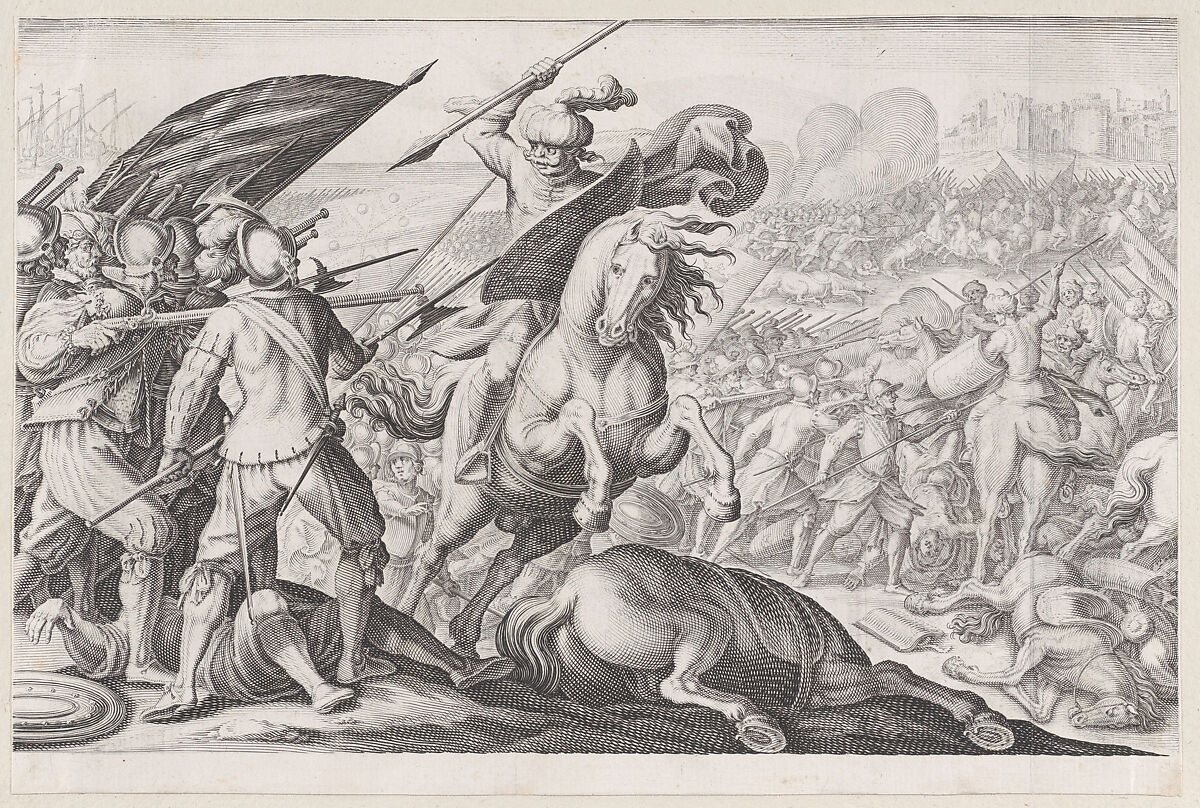 Défaite de la Cavalerie Turque (Defeat of the Turkish Cavalry), from "La Vie de Ferdinand Ier de Médicis série appelée aussi Les Batailles des Médicis" (The Life of Ferdinand I de'Medici also called The Medici Battles), Jacques Callot (French, Nancy 1592–1635 Nancy), Engraving; first state of two (Lieure) 