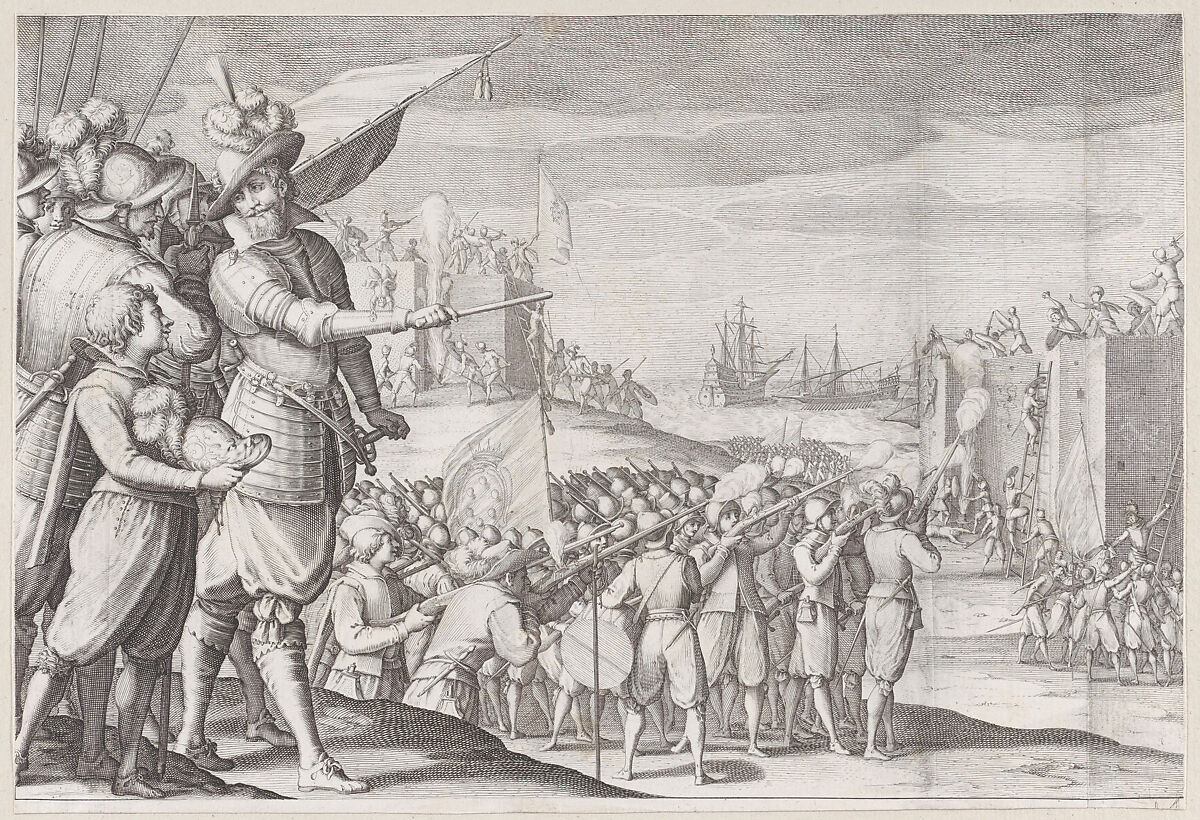 Assaut de Deux Fortresses (Assault of Two Fortresses), from "La Vie de Ferdinand Ier de Médicis série appelée aussi Les Batailles des Médicis" (The Life of Ferdinand I de'Medici also called The Medici Battles), Jacques Callot (French, Nancy 1592–1635 Nancy), Engraving; first state of two (Lieure) 