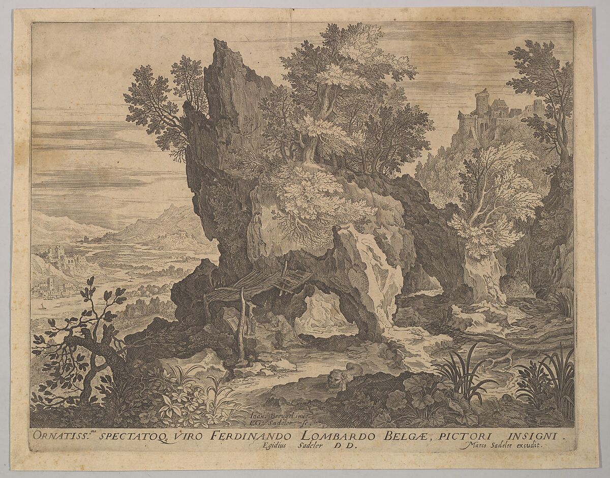 Rocky Landscape with St. Jerome, Aegidius Sadeler II (Netherlandish, Antwerp 1568–1629 Prague), Engraving 