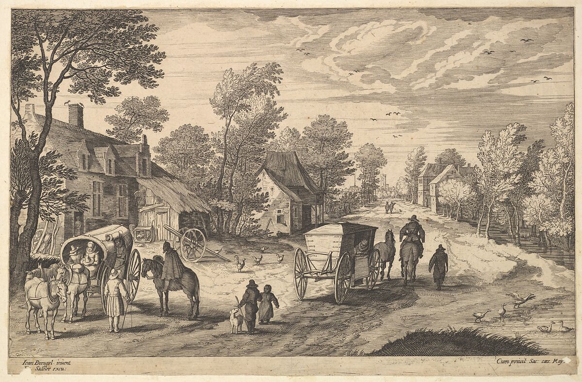 Path Through a Village, Aegidius Sadeler II (Netherlandish, Antwerp 1568–1629 Prague), Engraving 