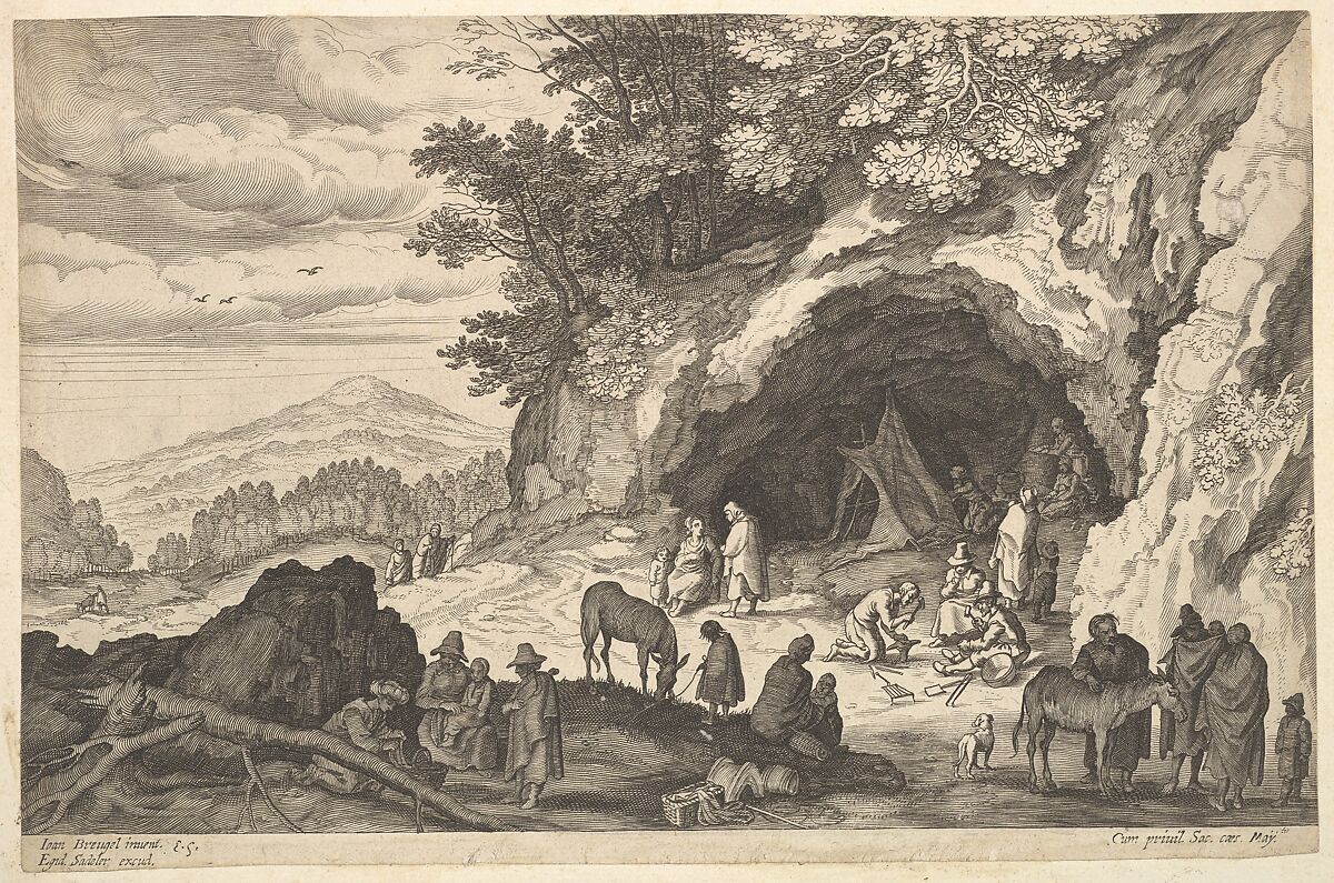 Landscape with Gypsy Camp, Aegidius Sadeler II (Netherlandish, Antwerp 1568–1629 Prague), Engraving; first state 