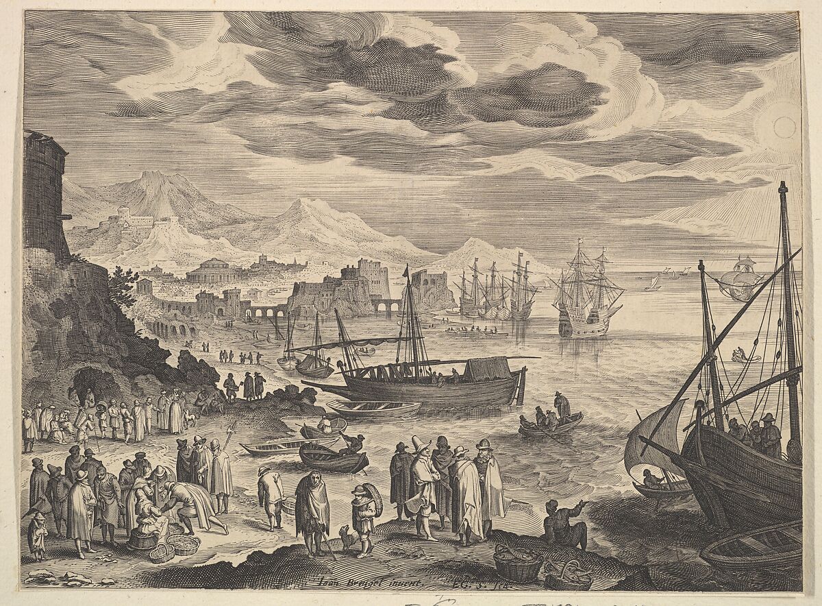 Harbor Scene, Aegidius Sadeler II (Netherlandish, Antwerp 1568–1629 Prague), Engraving; first state 