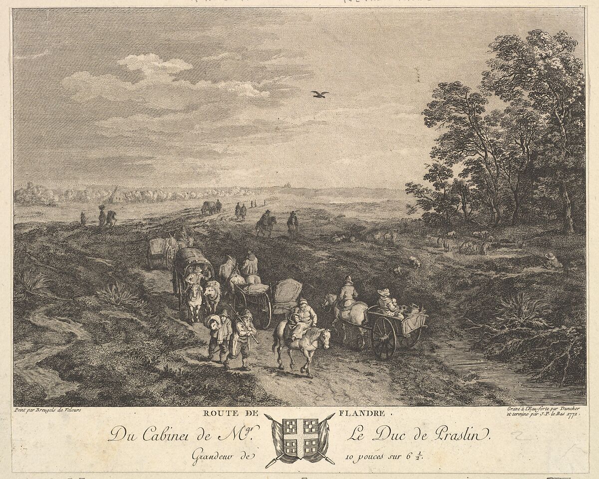 Flanders Road (Route de Flandre) after a painting in the collection of the Duc de Praslin, Balthasar Anton Dunker (Swiss, Saalstratsund 1746–1807 Bern), Etching and engraving 